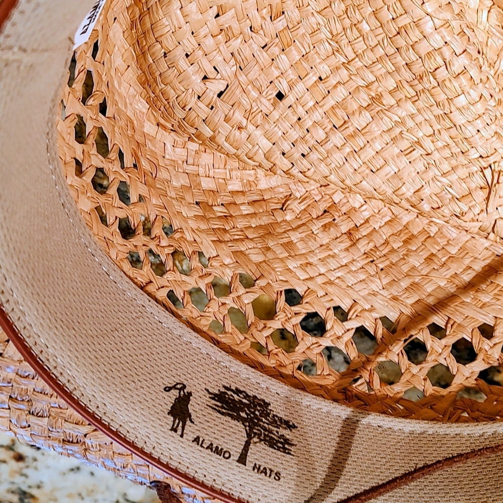 Alamo Woven Straw Hat with Leather chin Band SZ XL - Picture 7 of 11